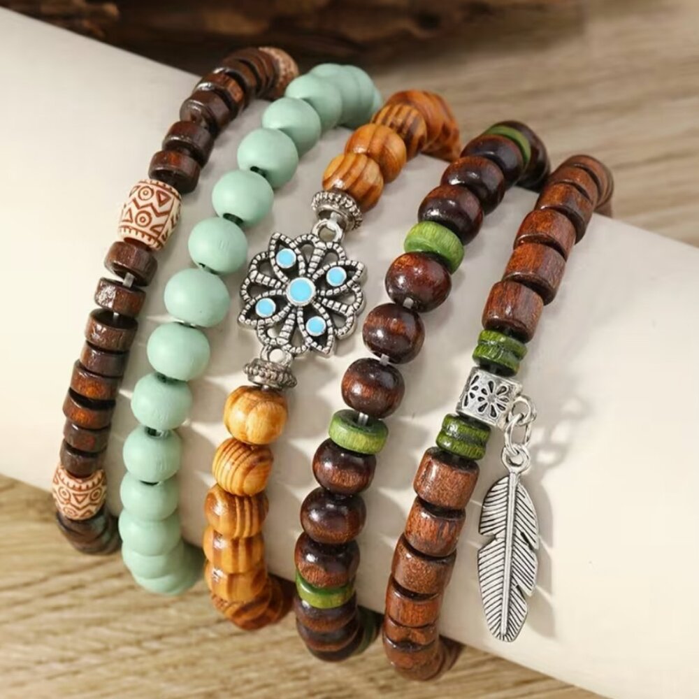 🦋 Wooden Bead Bracelets